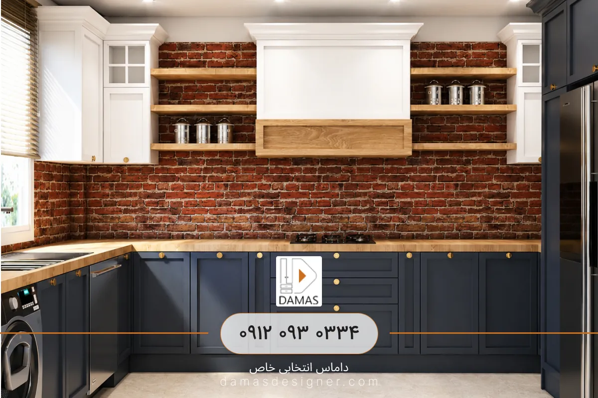 سفارش کابینت نئوکلاسیک سرمه ای سفید در کرج